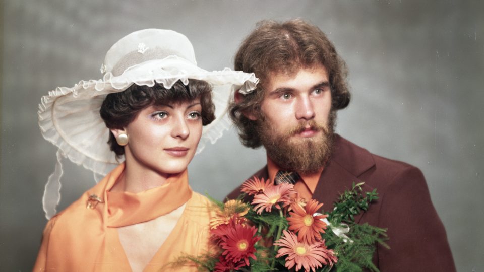 Svatební fotografie Petra Berounského s chotí z roku 1978
