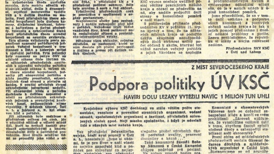 Takhle o demonstraci v Ústí nad Labem psal v srpnu 1968 tehdejší tisk