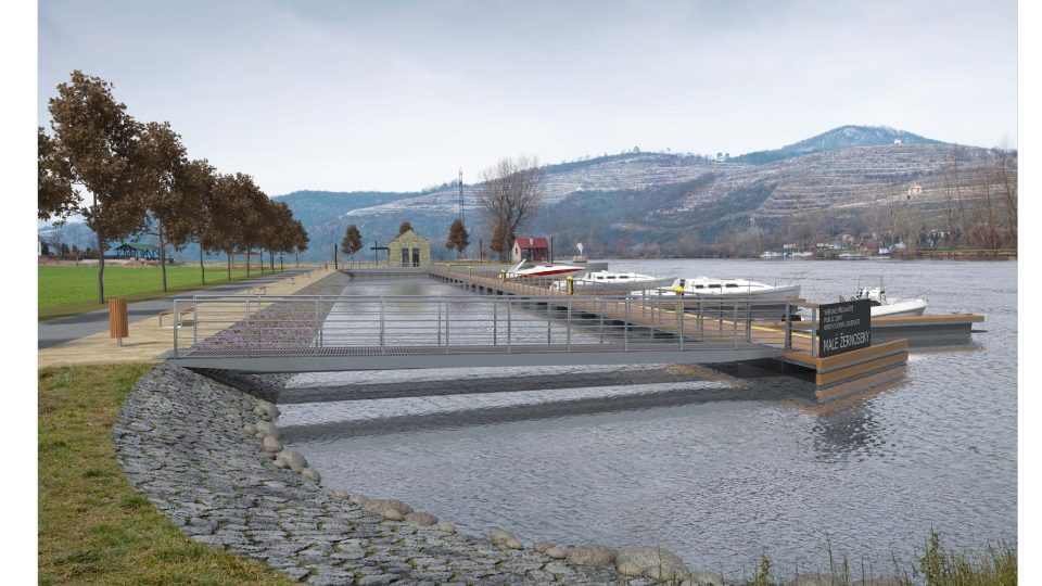 Vizualizace přístaviště v Malých Žernosekách - pohled na přístaviště