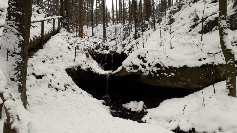 Chřibské vodopády v zimě 2019