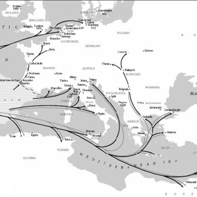 Směry emigrace sefardských Židů po jejich vyhnání ze Španělska v roce 1492 | foto:  Encyclopedia Judaica