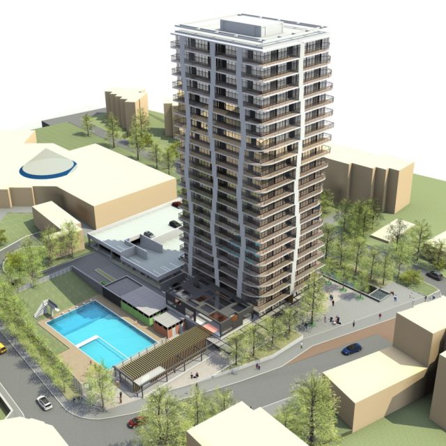 Nový plán na Šanovskou věž s veřejným bazénem vedle plavecké haly | foto: Projekční ateliér MISE Projekční ateliér MISE