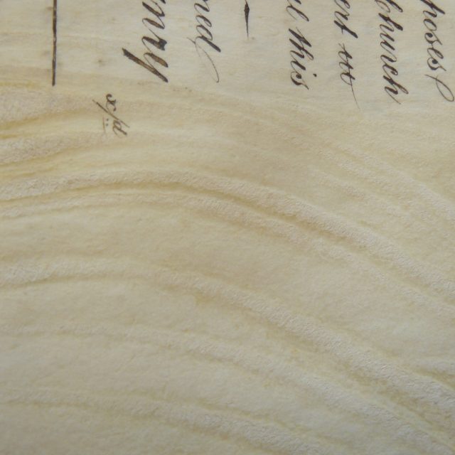 Detail pergamenu vyrobeného v manufaktuře  (1853-58) | foto:  The Borthwick Institute for Archives