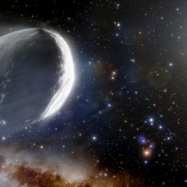 Obří kometa C/2014 UN271  (Bernardinelli-Bernstein) v představě výtvarníka | foto:  NOIRLab/NSF/AURA/J. da Silva  (Spaceengine),  NOIRLab,  CC BY 4.0