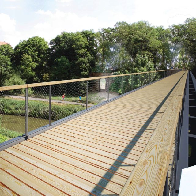 Vizualizace lávky pro pěší i cyklisty,  která propojí dva břehy Labe v Děčíně | foto: město Děčín