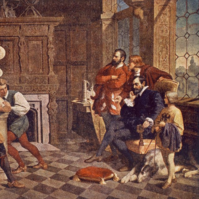 Rudolf II. a Tycho Brahe  (Rudolf II,  Holy Roman Emperor and astronomer Tycho de Brahe with statue of Ilioneus ) | foto: Fotobanka Profimedia