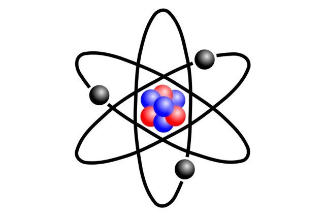 Atom lithia  (černě elektrony,  červeně protony,  modře neutrony) | foto: licence Creative Commons Attribution-ShareAlike 3.0 Unported,  Henry W. Schmitt