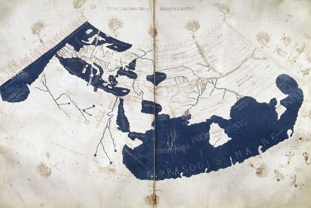 Ptolemaiova mapa světa asi z r. 150 n.l.,  kopie z 15. století | foto: licence Public Domain,  volné dílo,   The British Library
