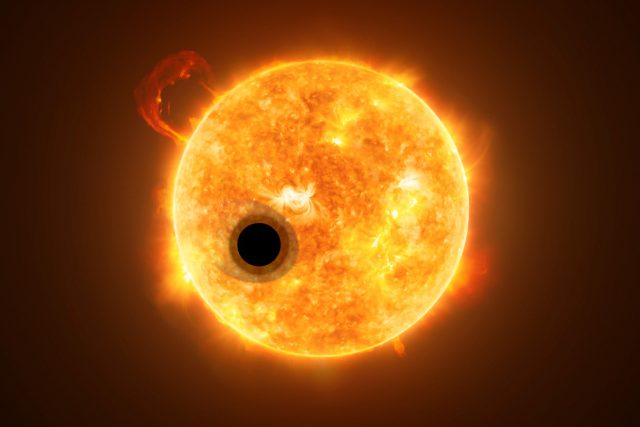 Exoplaneta WASP-107b je plynný obr s nízkou hmotností na krátké oběžné dráze,  s dlouhým ohonem mizející atmosféry | foto: M. Kornmesser,  Creative Commons Attribution 4.0 International,   ESA/Hubble & NASA