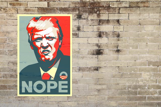 Nope  (česky „kdepak,  ani náhodou“) na plakátu s Donaldem Trumpem | foto: Pixabay