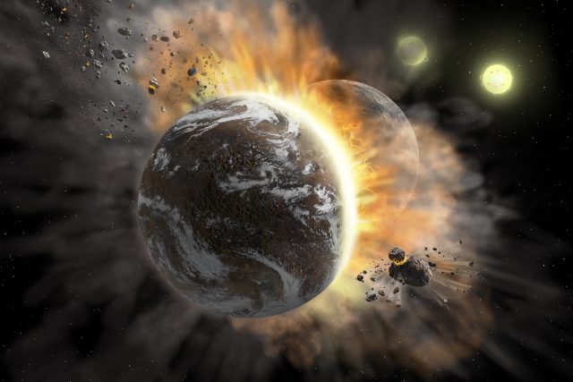 Srážka planet. Podobná událost dala vzniknout našemu Měsíci | foto: NASA/SOFIA/Lynette Cook,  CC0 1.0