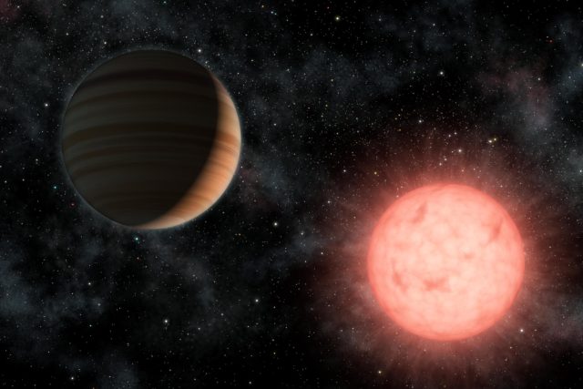 Červený trpaslík a jeho planeta v představě výtvarníka | foto:  NASA/JPL-Caltech,  CC0 1.0