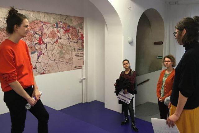 Součástí výstavy je i mapa s plánovanou těžbou v Severočeském hnědouhelném revíru | foto: Gabriela Hauptvogelová,  Český rozhlas