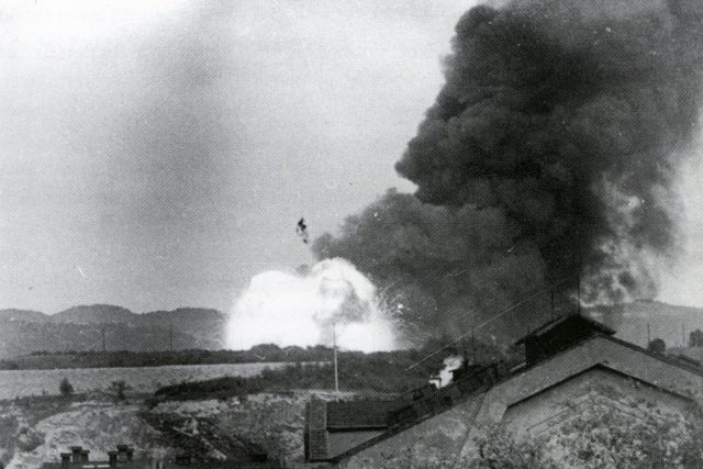 Historický snímek výbuchu. | foto: Muzeum města Ústí nad Labem