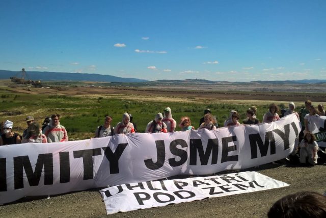 Protest aktivistů u dolu Bílina | foto: Jan Beneš,  Český rozhlas