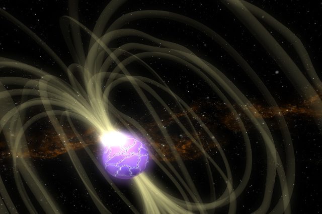 Umělecká představa neutronové hvězdy s velmi silným magnetickým polem | foto:  NASA/Goddard Space Flight Center Conceptual Image Lab,  NASA,  CC0 1.0