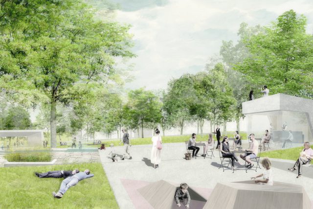Vizualizace budoucí kavárny v parku Střed v Mostě. Autoři návrhu Till Rehwaldt a Patrik Hoffman | foto: Město Most